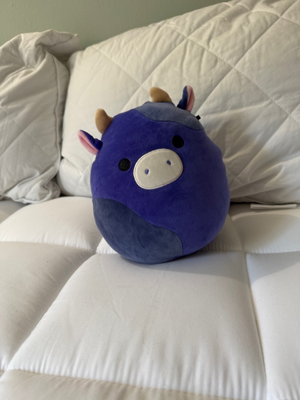 Squishmallows Purple and Dark Blue Cow Plush with Cream Snout